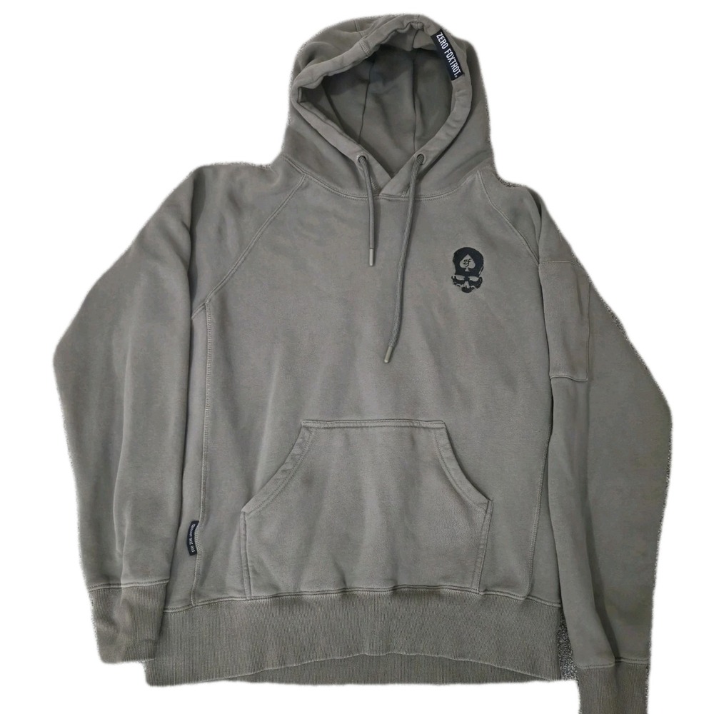Zero Foxtrot Hoodie Mens XL Green Pullover Skull Logo Fleece Pocket Sweatshirt